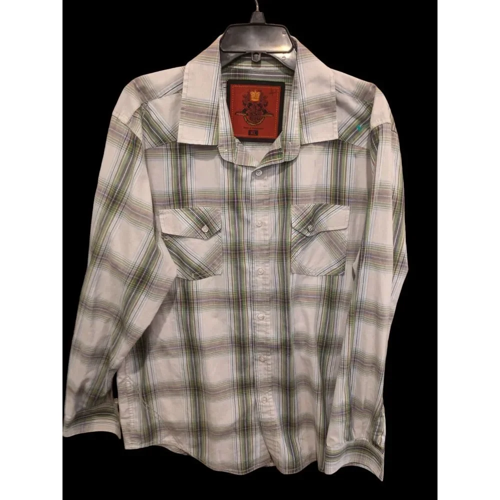 Drill Clothing Co Shirt Mens XL fits Long Sleeve Collared Button‎ Up Pockets